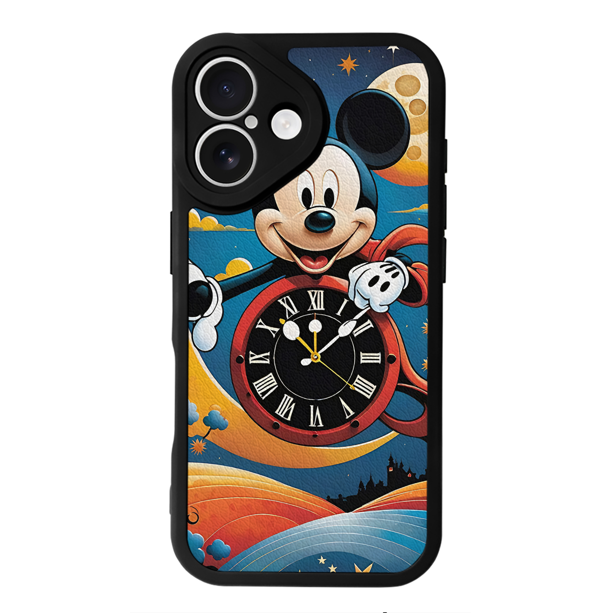 （画像用） ミッキーマウス Mickey Mouse 【iPhone 16シリーズ対応】シリコンスマホケース（レザー調） 材質：シリコン